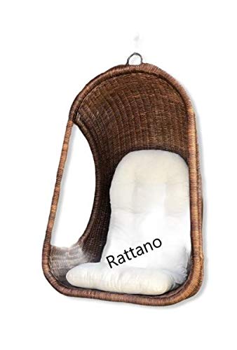 Hängesessel aus Rattan Hängekorb Hängestuhl braun mit Polster