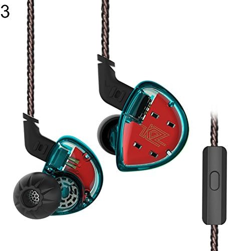 Slri Earphones Headphones,KZ-ES4 Dynamic In-ear Wired Dual Driver Noise Canceling Bass Headset With Mic - Cyan