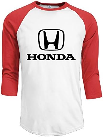 R Hot Men's Honda Logo Jersey Baseball T Shirt Neck Cotton Blend 3/4 Red