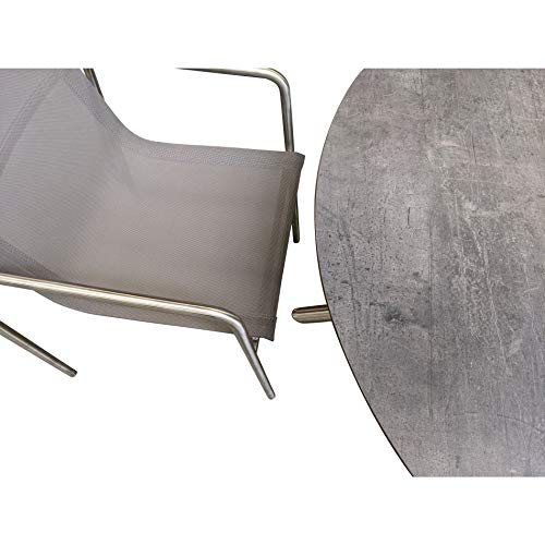 Ploß Carlos Dining-Tisch, Anthrazit-Mamoriert, Edelstahl/HPL, 110x110 cm, Kreuzfuß, robust, rund – Bild 5