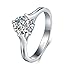 925 Sterling Silver Ring, Boruo Cubic Zirconia CZ Diamond Heart Eternity Engagement Wedding Band Ring