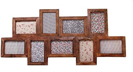 Wall Mounted Dark Wood Effect Large Multi 9 Picture Collage Wooden Photo frame