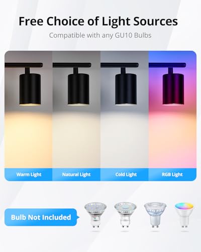 Gr4tec 4 Way Spotlights Ceiling Light, Adjustable Kitchen Lights Ceiling, Black Ceiling Light Fitting, Metal GU10 Spotlight bar for Hallway Bedroom, Bulb Not Included