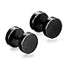 Stainless Steel Mens Womens Stud Earrings Set Ear Piercing Plugs Tunnel Punk Style (1pair Black)