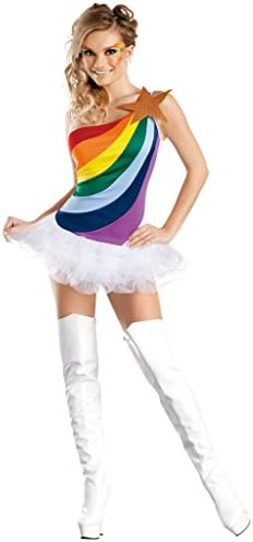 BeautyXTP Women Sexy Athletic Cheerleader Fancy dress Costume Uniform Outfit (Rainbow)