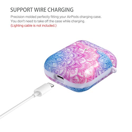 Cutebricase AirPods Case Silicone Protective Cover for Apple AirPods 2 & 1 with Keychain Compatible with Wireless Charging(Mandala)