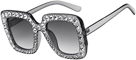 Sunglasses For Women RAYSUN Brand Designer Sparkling Crystal Sunglasses Oversized Square Thick Frame