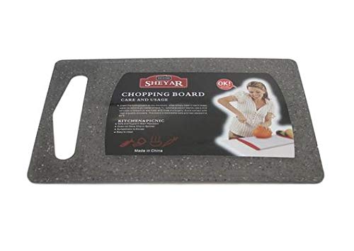 Plastic Chopping Board, Cutting Board with Hanging Hole Best for Meat, Vegetables and Cheese. Professional Easy-Grip Handles, Black & White Color 7 Different Size (32 x 21 CM)