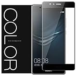 [Full Cover] Huawei P9 Screen Protector, G-Color® Tempered Glass Screen Protector[Full Coverage][0.2mm,2.5D] [Bubble-Free] [9H Hardness]for Huawei P9 [Lifetime Warranty](BLACK)
