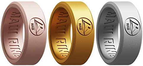 MAUI RINGS Silicone Wedding Ring for Men Solid Style Engagement Rings Silicone Wedding Band for Men Mens Ring Men Wedding Band Safe Ring for Athletes Sport Gym