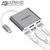 USB C to HDMI Adapter JAVONTEC Multiport Type C Hub with 4K HDMI,USB 3.0 Port and Power Delivery,USB Type C to HDMI Adapter Compatible with MacBook Pro,HP Spectre,Google Chromebook,Samsung S8/S9 More