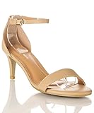 ROF Women's Faux Leather D'Orsay Ankle Strap Kitten Heel Sandals Pumps
