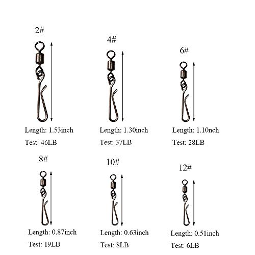 30 Stück Angelwirbel mit hängendem Schnappverschluss aus Edelstahl Rolling Ball Barrel Swivel mit Sicherheitsnaps… – Bild 3