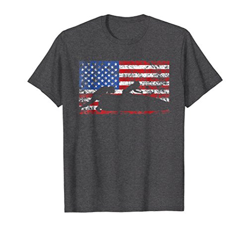 Mens American Flag Bobsledding T-Shirt, USA Gift, Bobsled Team XL Dark Heather