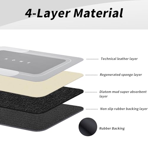 LBOYLOVE Bathroom Mat Set 2 PCS, 50 * 80cm+40 * 60cm+50 * 60cm Toilet Mat Absorbent Quick Drying Mat Silicone Anti Slip Bath Mat Rug Set Floor Door Rubber Kitchen Shower Sink, Light Gray (3 PCS)