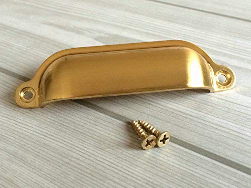 (Pack of 1) - Antique Vintage Pull Knob Drawer Handle, Gold Bin Pulls Dresser Pulls Cup Drawer Pull Handles Kitchen Cabinet Pull Handle
