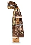 Luxury Fashion LOVI TRUNKS MONOGRAM CONFIDENTIAL SILK Brown BANDEAU Headband Slim twill scarf bag handles complement