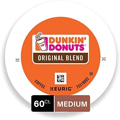 Dunkin Donuts Original Blend Medium Roast Coffee 60 K Cups For Keurig Coffee Makers