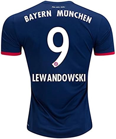 Tainky New Season Bayern Munich Away Lewandowski #9 2017-2018 Soccer Jersey for Men Color Blue Size S