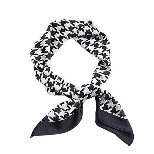 GERINLY Simple Houndstooth Print Neckerchief Soft Head Scarf for Sleep (Black)