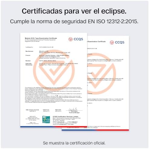 Gafas para Eclipse Solar de 45 mm, Pack de 2/6/12, Blancas, Se Ajustan sobre Gafas Graduadas, Protección Ocular Certificada, Ensayadas según EN ISO 12312-2:2015, Marcado CE - Ajuste Edge