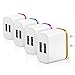 Canjoy 4 Pack 2A 10W Portable Colorful USB Plug Wall Chargers For iPhone 7 / 6s / Plus, iPad Air 2 / mini 3, Galaxy S7 / S6 / S6 Edge / Edge+& More (Rose/Blue/Orange/Rose-Golden)
