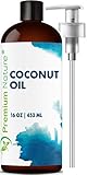 Fractionated Coconut Oil Skin Moisturizer - Natural & Pure Carrier Oil Massage Oil Skin Moisturizer Therapeutic Odorless - for Skin & Hair 16 Oz Clear Premium Nature