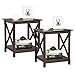 Yaheetech X-Design End Tables Set of 2, Sofa Side Table with Storage Shelf, 2 Tier Side Stand Small Table for Living Room Sofa Study, Easy Assembly, Dark Coffee