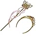 Princess Dress Up Princess Silk Wands Tiaras and Crowns for Little Girls Butterfly Wand Gold Set Pink