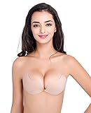 Elady Push Up Bra Reusable Self Adhesive Silicone Invisible Backless Sexy Nubra Wings(Beige B)
