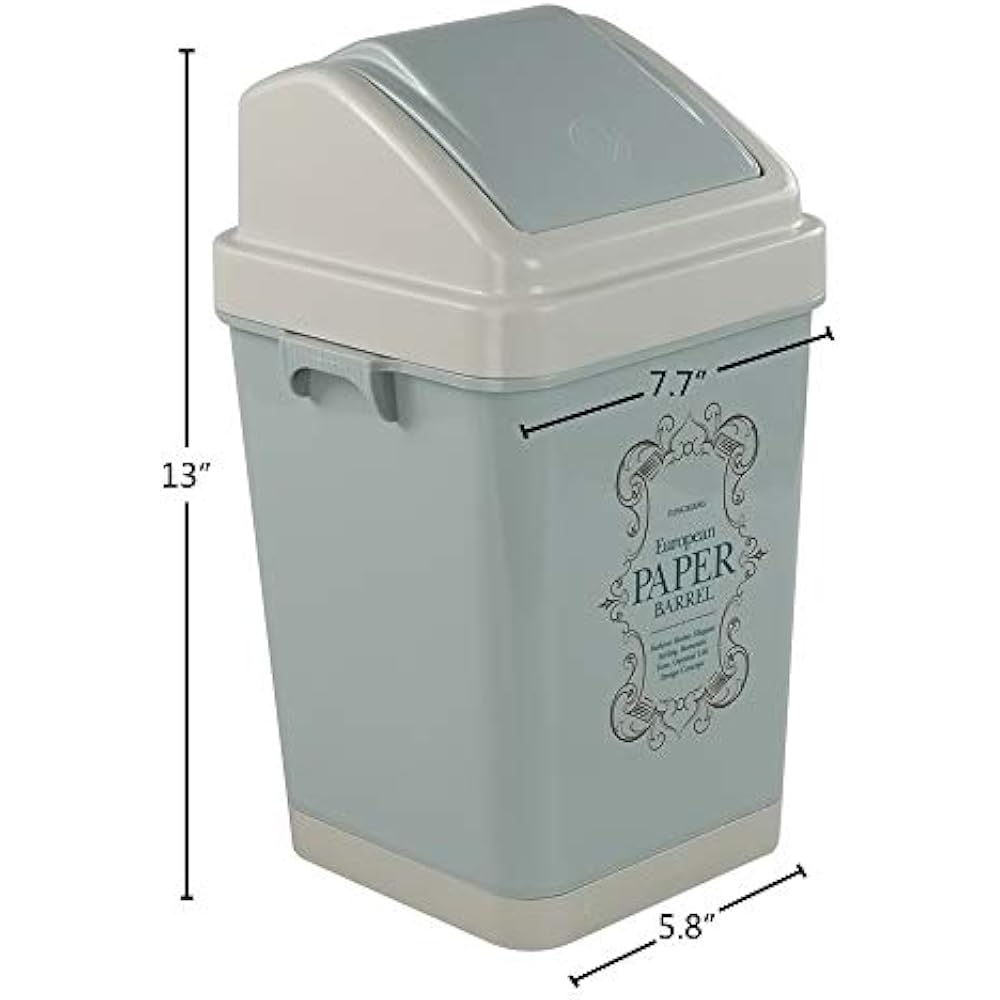 1.5 Gallon Small Plastic Trash Can, Swing Lid Waste Blue Home & Kitchen