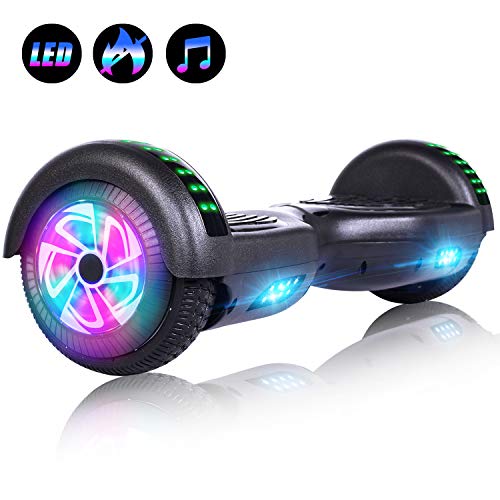 Felimoda 6.5" inch Two Wheels Electric Smart Self Balancing Scooter Hoverboard with Wireless Speaker LED Light-UL 2272 Certified for Kids Gift and Adult,Black
