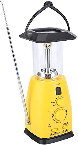 eecoo Hand Crank Radio, Self Solar Powered FM Weather Radio with LED Torch Camping Lamp Charging Multi-Function 8 LEDs