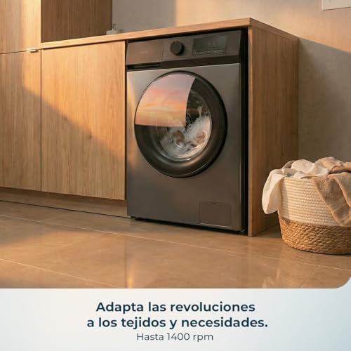 Lavadora Carga Frontal 10Kg Bolero DressCode 10450 Inverter Steel, 1400 rpm, 16 programas, Clase A-10%, Motor Inverter Plus, Allergy Care, Pearl Drum, Función Silence, Stop&Go, KidLock, Steel