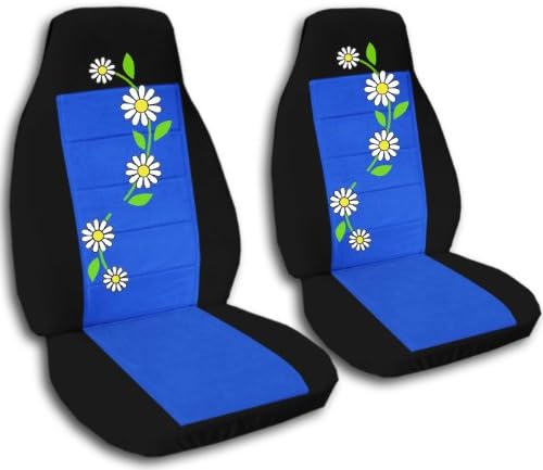 2 medium blue daisy car seat covers for a 2000 Honda Civic.