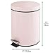 mDesign Small Modern 1.3 Gallon Round Metal Lidded Step Trash Can, Compact Garbage Bin with Removable Liner Bucket and Handle for Bathroom, Kitchen, Craft Room, Office, Garage - Light Pink