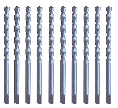 10Pcs 5/32 Inch with 3-1/2 Length Carbide Tipped Masonry Concrete Drill Bit Sand Blasted with Half Flat Shank Use on Masonry, Stone, Ceramic Tile, Bricks, Concrete and Marble