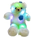 WEWILL LED Teddy Bear Glow Stuffed Animals Light up Plush Toy with Colorful Flash Lights,Gifts for Kids on Christmas, 15-Inch (Blue)