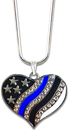 Thin Blue Line Heart Necklace TBL-Necklace-Heart