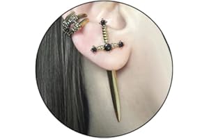 YOOESTORES82 Gothic Sword Earrings Rhinestone Dagger Earrings Black Retro Sword Screw Earrings Cubic Zirconia Punk Sword Earrings Front Back Stud Earrings for Women