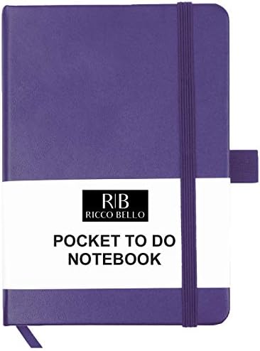 RICCO BELLO Pocket to Do List, Undated, Vegan Leather Notebook with Pen Loop, For Work, School, Home, Productivity Planner, 4.25 x 6 inches (Purple)