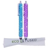 Universal Bling Stylus Pens - Two Long Gem Covered Stylus Pens Compatible with All Capacitive Touchscreen Devices (including iPhone, iPad, Android Phones, Androis Tablets) plus 1 ECO-FUSED Microfiber Cleaning Cloth (Blue/Purple)
