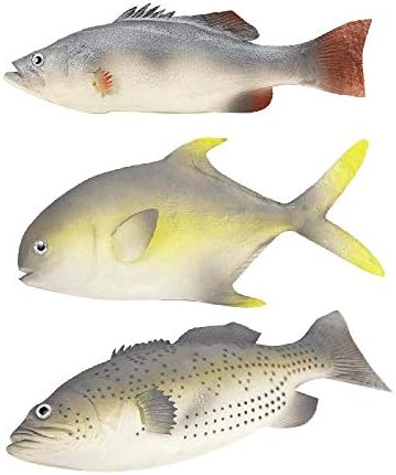 Liruis 3pcs Simulated Fish Set Realistic Fish Model Playset Lifelike Fake Fish Market Display Kitchen Decoration Photography Props