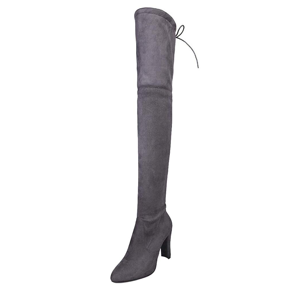 Donna Moda Stivali sopra Il Ginocchio Tinta Unita Testa Rotonda Stivali  Martin Autunno Inverno Stivali Stringati Posteriori Scamosciato Stivali  Tacco Alto Stivali Scarpe e borse berjaya.edu.my