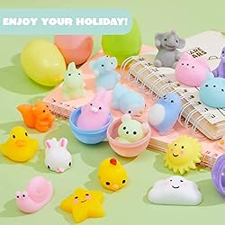 JOYIN 24 PCS Easter Eggs with Animal Mochi Squishy