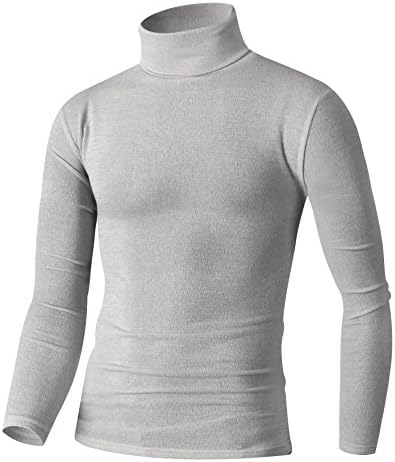 HARRISON83 Mens Slim Fit Casual Knitted Turtleneck Pullover Light Sweaters/B_NS1101-GRAY-XL
