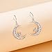 Sterling Silver Round Cubic Zirconia Crescent Moon & Star Dangle Earrings Star Jewelry for Women Mom