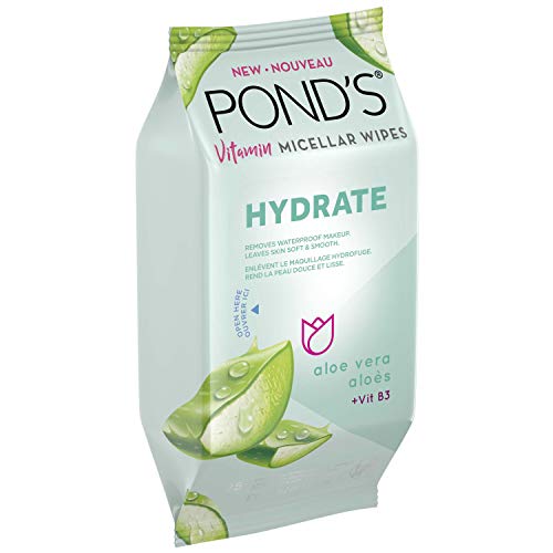 POND’S VITAMIN MICELLAR WIPES FOR DRY SKIN HYDRATE ALOE VERA REMOVES WATERPROOF MAKEUP 25 WIPES