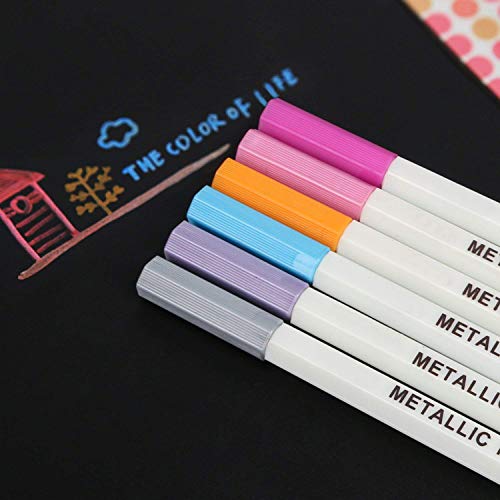 HOMVAN Metallic Marker Pens 12 Colors Markers for Scrapbook DIY Photo Album Wedding Craft Card Making Adult Coloring Books Rock Painting Pottery