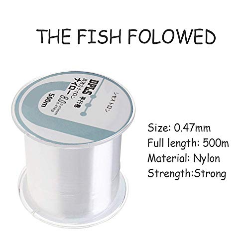 Angelschnur, 500 m, Nylon, 0,47 mm, transparent, monofile Angelschnur, starke Spannung, hohe Belastung, unsichtbare Nylonfaden, Schnur zum Aufhängen von Dekorationen und Schmuck – Bild 3